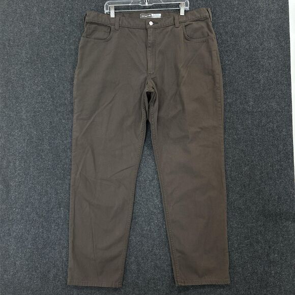 Carhartt Rugged Flex Pants Mens 42x32 Brown Canvas Work Relaxed Fit BN2517-M - Picture 1 of 14